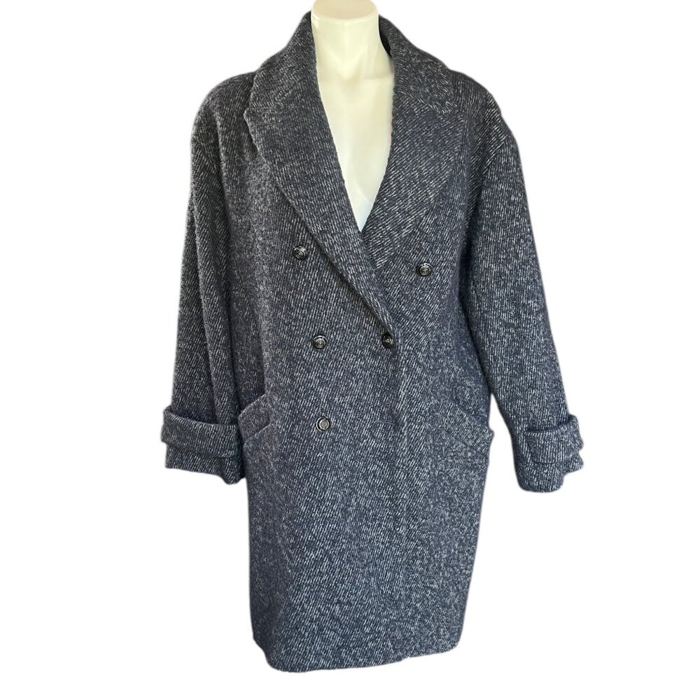 Ba&Sh  Women's Coat Size 3 US 10 Gray Double-Breasted Wool Blend Overcoat